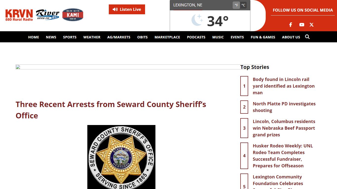 Three Recent Arrests from Seward County Sheriff’s Office